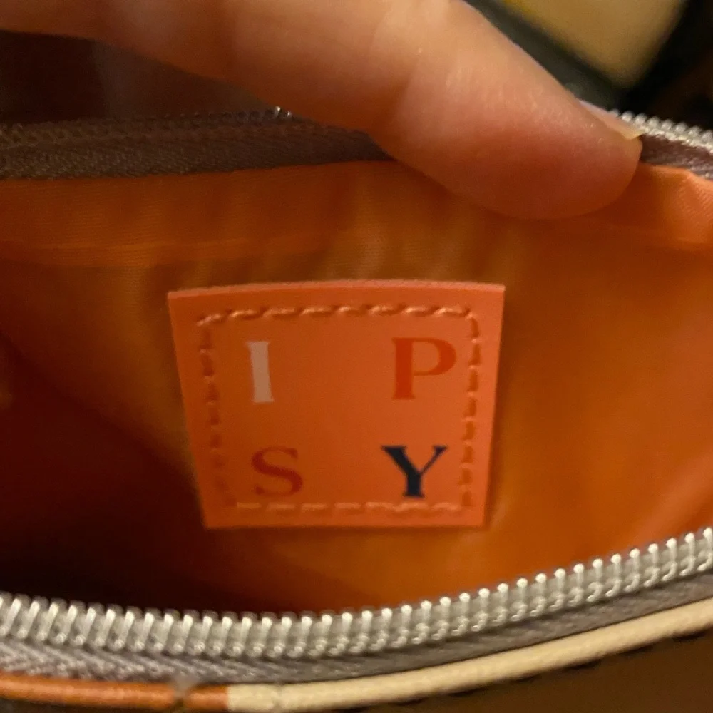 IPSY pouch with orange logo ribbon